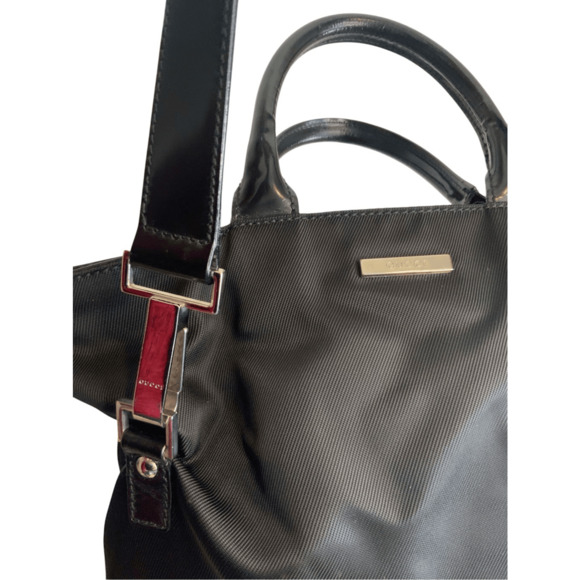 GUCCI Tote Bag Large Shoulder Leather Black Nylon - Picture 5 of 13